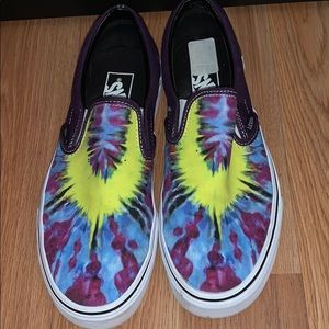 Tie dye vans slip ons